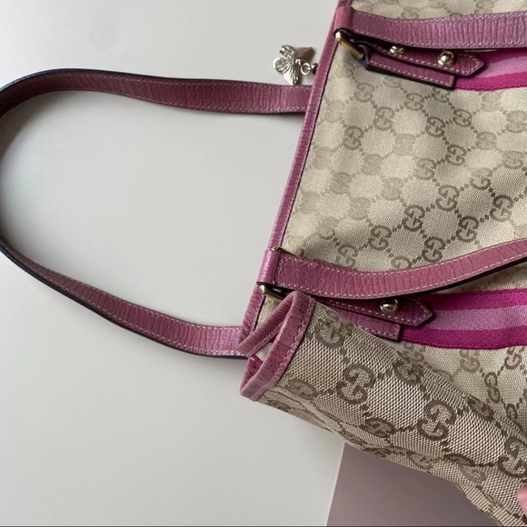 Gucci Monogram Pink Tote w Butterfly charm PRESALE - Picture 8 of 8